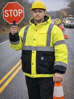 High-Visibility Yellow Black Performance Winter Jacket. 3XL. NWT Work Durable.